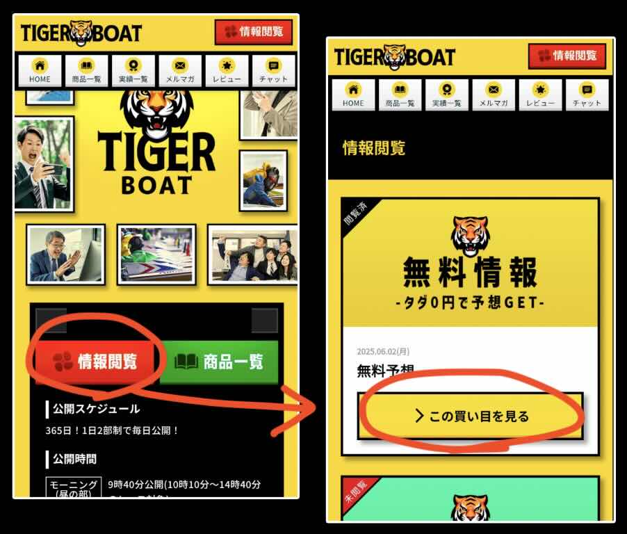 タイガーボートという競艇予想サイト(ボートレース予想サイト)の無料予想を確認する